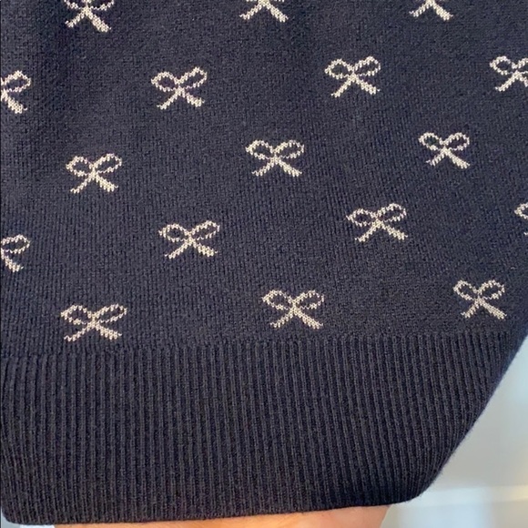 Ann Taylor Navy Silver Bow Print Sweater - Picture 4 of 8